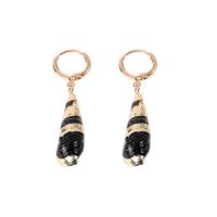 Zinc Alloy Drop Earring, with Trumpet Shell, Bohemian style & for woman, black 