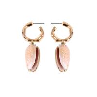 Zinc Alloy Drop Earring, with Trumpet Shell, for woman, golden 