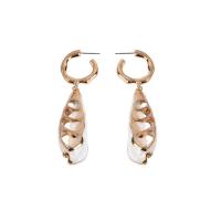 Zinc Alloy Drop Earring, with Trumpet Shell, for woman, golden 