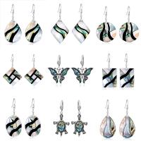 Zinc Alloy Drop Earring, with Abalone Shell & for woman 