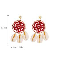Zinc Alloy Drop Earring, with Trumpet Shell, Bohemian style & for woman 58mm 