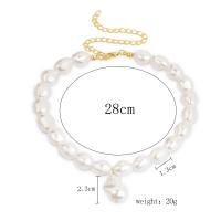 Kunststoff Perlen Halskette, mit Verlängerungskettchen von 7cm, für Frau, weiß, Länge:ca. 11 ZollInch, verkauft von Strang