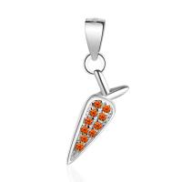 Cubic Zirconia Micro Pave Sterling Silver Pendant, Brass, Carrot, plated, micro pave cubic zirconia 