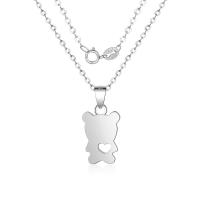 Sterling Silver Jewelry Necklace, Brass, Bear, plated, oval chain & for woman Approx 15.75 Inch 