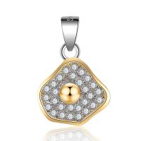 Cubic Zirconia Micro Pave Sterling Silver Pendant, Brass, gold color plated, micro pave cubic zirconia 