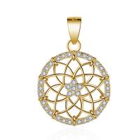 Cubic Zirconia Micro Pave Sterling Silver Pendant, Brass, plated, micro pave cubic zirconia & hollow 