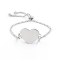 Stainless Steel Chain Bracelets, Heart, fashion jewelry & adjustable & for woman, original color, 25mm Approx 7.5 Inch 