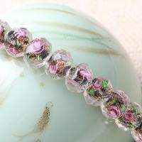 Inner Flower Lampwork Beads, faceted & gold sand 12mm Approx 1mm 