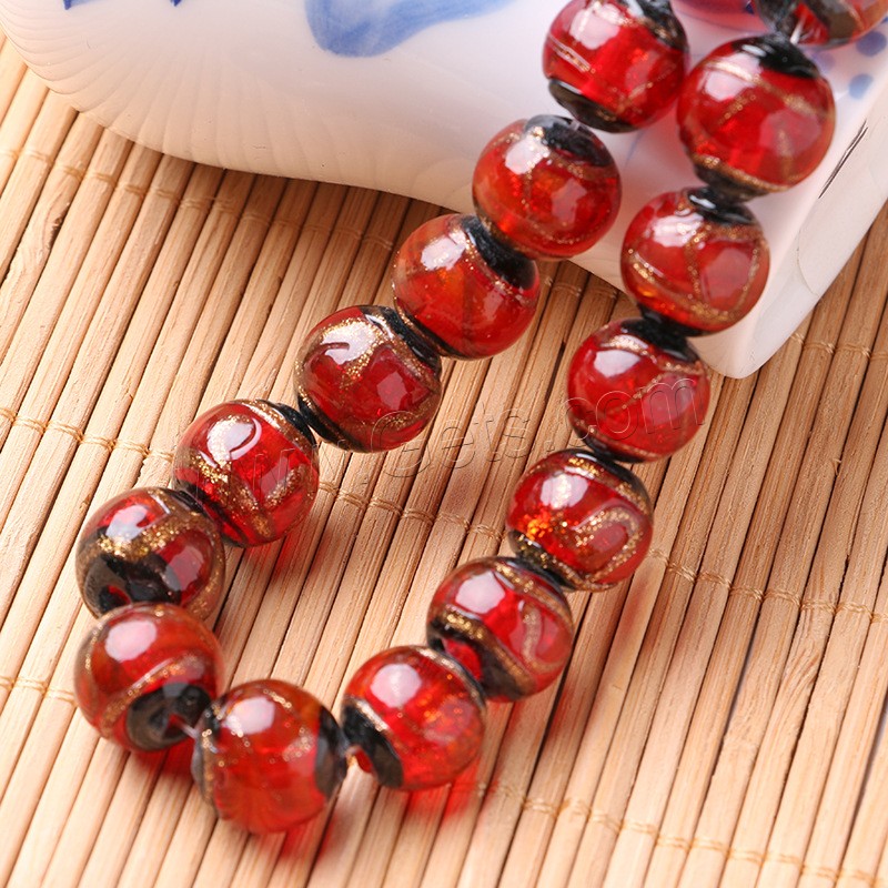 Gold Sand Lampwork Beads, Round, handmade, different size for choice, more colors for choice, Hole:Approx 1mm, 10PCs/Lot, Sold By Lot