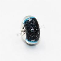 Cubic Zirconia Sterling Silver European Beads, 925 Sterling Silver, with Lampwork, micro pave cubic zirconia Approx 4.5mm 