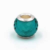 Europa Messing Perlen, mit Lampwork, Trommel, silberfarben plattiert, keine, 11x10mm, Bohrung:ca. 4.5mm, 20PCs/Tasche, verkauft von Tasche