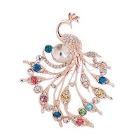 Zinc Alloy Jewelry Brooch, rose gold color plated & for woman & with rhinestone 