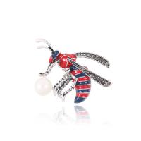 Zinc Alloy Jewelry Brooch, with Plastic Pearl, Bee, silver color plated, for woman & enamel & with rhinestone, mixed colors 