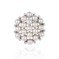 Zinc Alloy Jewelry Brooch, with Plastic Pearl, plated, micro pave cubic zirconia & for woman 