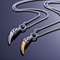 Stainless Steel Pendants, Wolf Tooth, polished, fashion jewelry 