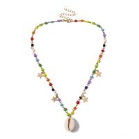 Glasperlen Halskette, mit Muschel & Zinklegierung, plattiert, Modeschmuck & für Frau, farbenfroh, 41cm, Länge:ca. 16.14 Millimeter, verkauft von Strang