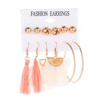 Zinc Alloy Earring Set, Stud Earring & earring, with Caddice, gold color plated, 6 pieces & for woman, 10mm,60mm,55mm,50mm 