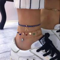 Zinc Alloy Anklet, with Nylon Cord, plated, three pieces & for woman, golden 
