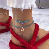 Zinc Alloy Anklet, with Seedbead, plated, three pieces & for woman, golden 