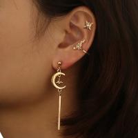 Zinc Alloy Earring Set, Stud Earring, plated, for woman & with rhinestone, golden 