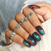 Zinc Alloy Ring Set, finger ring, with turquoise, plated, 4 pieces & for woman, silver color 