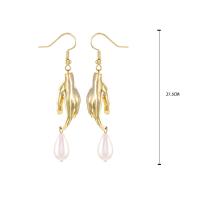Freshwater Pearl Brass Earring, with Freshwater Pearl, fashion jewelry & for woman, golden, 275mm 