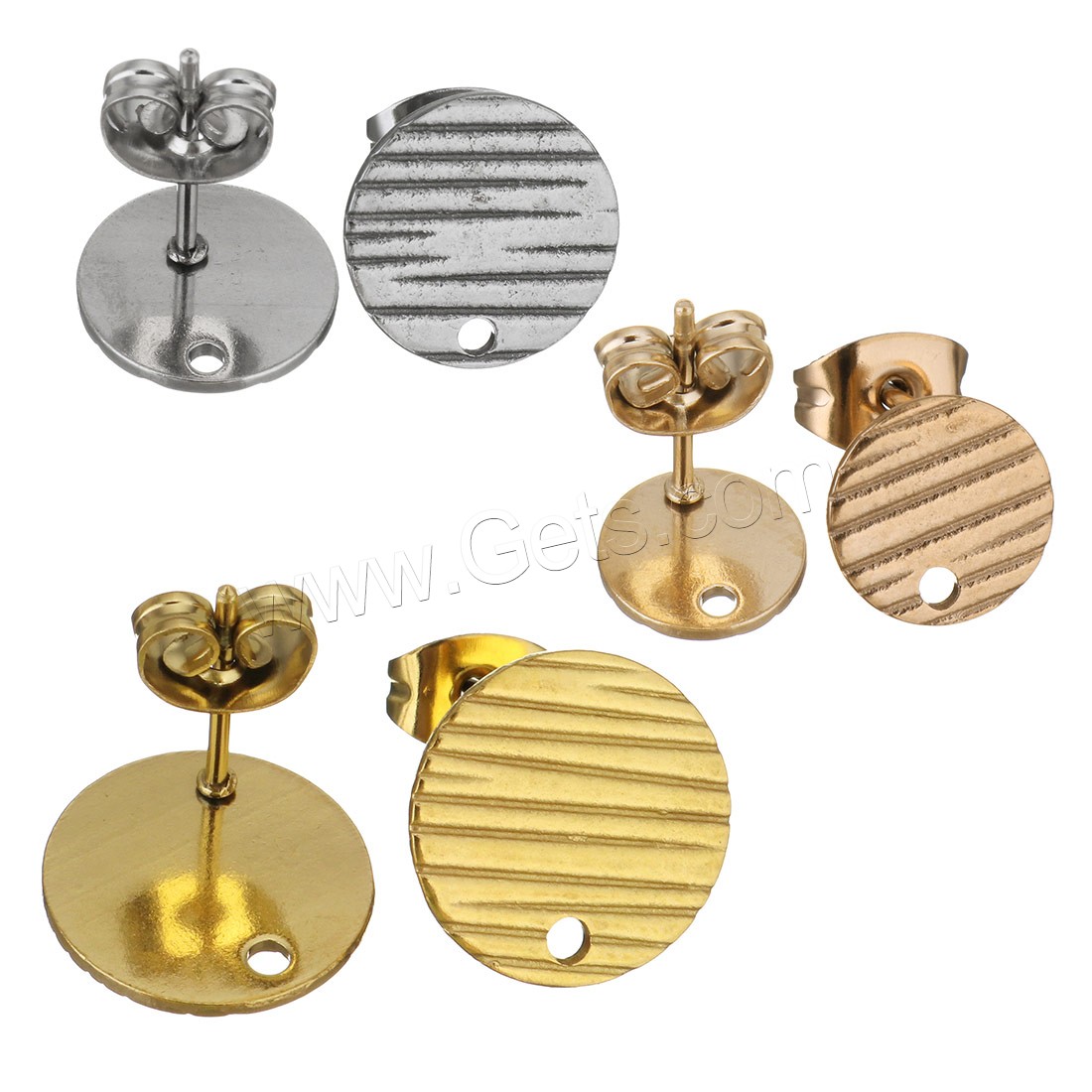 Stainless Steel Earring Stud Component, plated, with loop & different size for choice, more colors for choice, Hole:Approx 1.5mm, Sold By PC