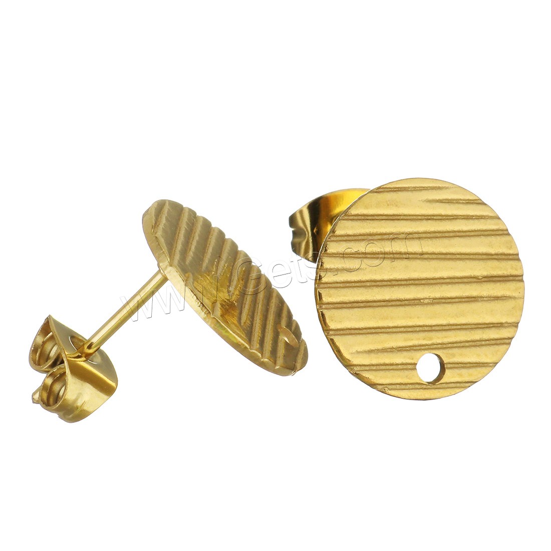Edelstahl Ohrring Stecker, plattiert, mit Schleife & verschiedene Größen vorhanden, keine, Bohrung:ca. 1.5mm, verkauft von PC
