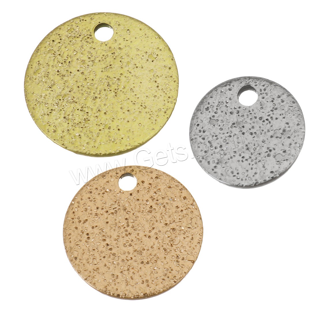 Stainless Steel Pendants, Flat Round, plated, different size for choice, more colors for choice, Hole:Approx 1.5mm, Sold By PC