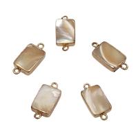 Shell Jewelry Connector, with Brass, Rectangle, gold color plated, 1/1 loop Approx 1.7mm 