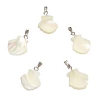 Brass Shell Pendants, with Brass, silver color plated, white Approx 