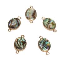 Abalone Shell Connector, with Brass, gold color plated, 1/1 loop Approx 1.7mm 