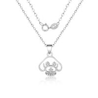 Cubic Zircon Micro Pave Sterling Silver Necklace, Brass, Dog, plated, oval chain & micro pave cubic zirconia & for woman & hollow Approx 15.75 Inch 