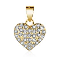Cubic Zirconia Micro Pave Sterling Silver Pendant, Brass, Heart, plated, micro pave cubic zirconia 