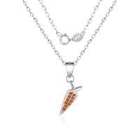 Cubic Zircon Micro Pave Sterling Silver Necklace, Brass, Carrot, plated, oval chain & micro pave cubic zirconia & for woman Approx 15.75 Inch 
