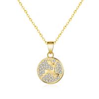 Cubic Zirconia Micro Pave Sterling Silver Necklace, Brass, gold color plated, oval chain & micro pave cubic zirconia & for woman Approx 15.75 Inch 