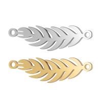 Stainless Steel Charm Connector, Feather, 1/1 loop 