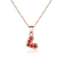 Cubic Zircon Micro Pave Sterling Silver Necklace, Brass, Heart, rose gold color plated, oval chain & micro pave cubic zirconia & for woman Approx 15.75 Inch 
