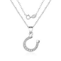 Cubic Zirconia Micro Pave Sterling Silver Necklace, Brass, plated, oval chain & micro pave cubic zirconia & for woman Approx 15.75 Inch 
