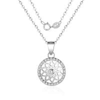 Cubic Zirconia Micro Pave Sterling Silver Necklace, Brass, plated, oval chain & micro pave cubic zirconia & for woman & hollow Approx 15.75 Inch 