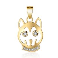 Sterling Silver Animal Pendants, Brass, Dog, plated, micro pave cubic zirconia & hollow 