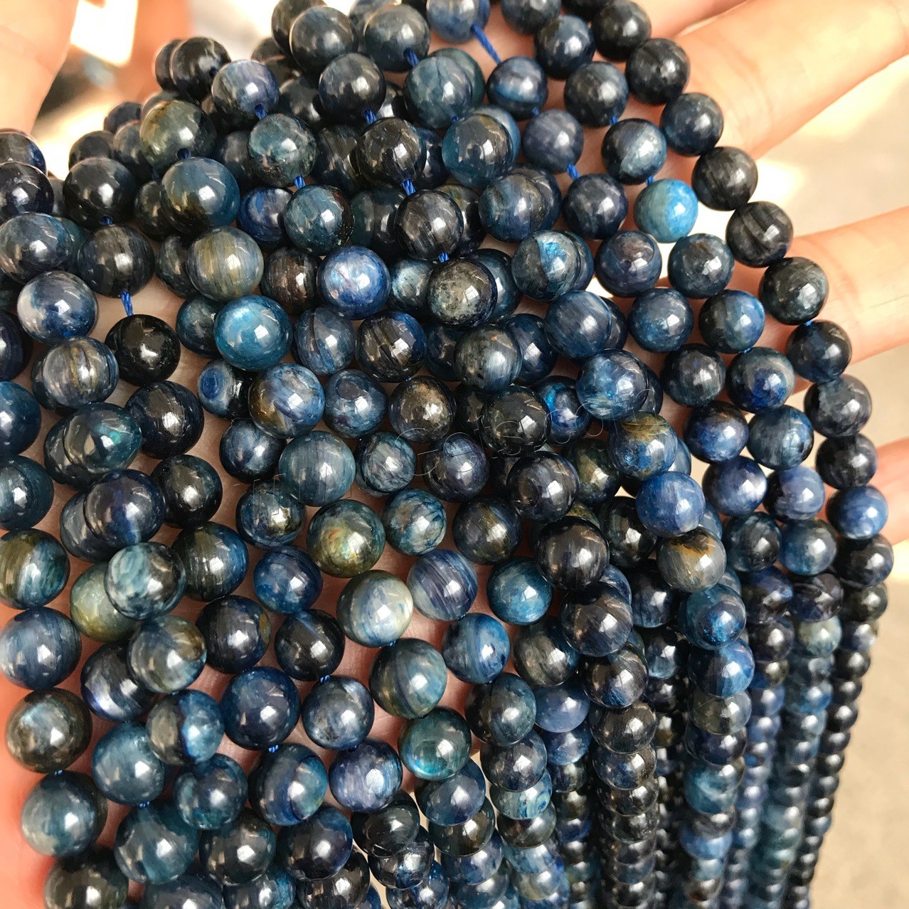 perles de disthène bleu, Rond, poli, normes différentes pour le choix, plus de couleurs à choisir, Trou:Environ 1mm, Vendu par brin