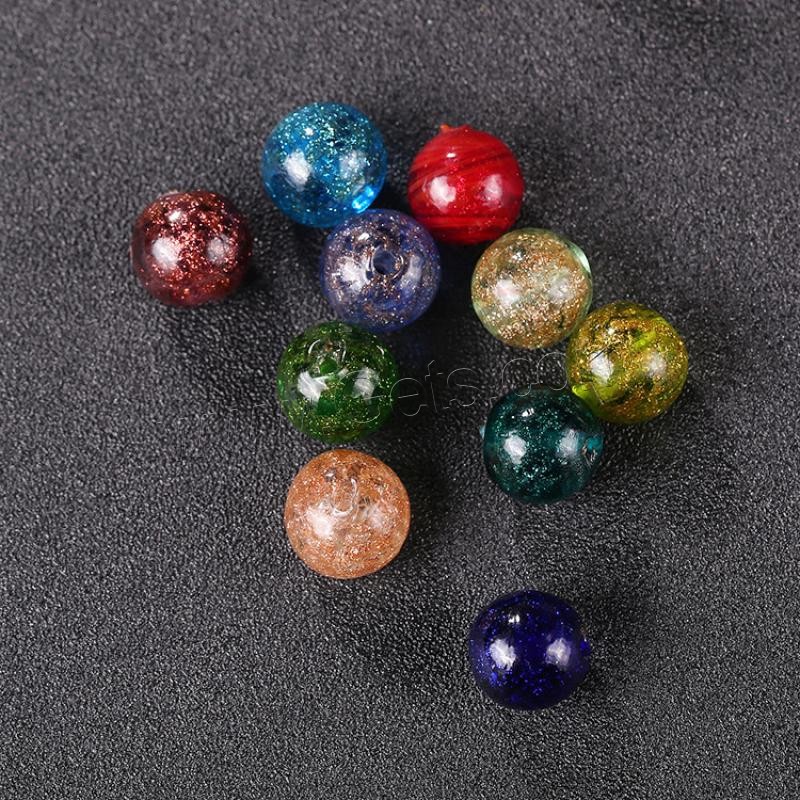 Gold Sand Lampwork Beads, Round, different size for choice, more colors for choice, 50PCs/Bag, Sold By Bag