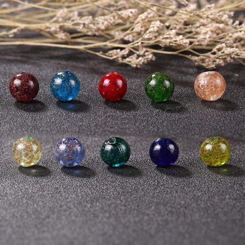 Goldsand Lampwork Perlen, rund, verschiedene Größen vorhanden, keine, 50PCs/Tasche, verkauft von Tasche