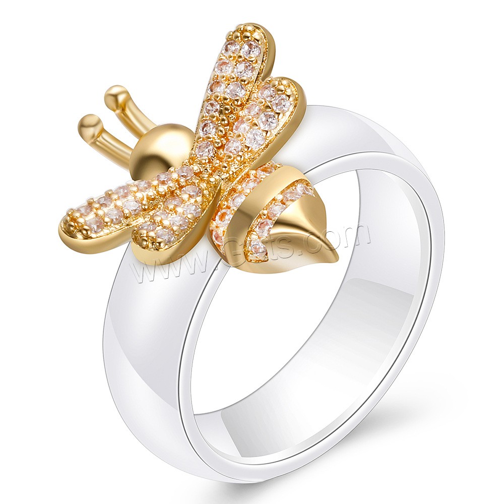 Porcelana anillo, Abeja, diverso tamaño para la opción & para mujer & con diamantes de imitación, más colores para la opción, 17mm, Vendido por UD