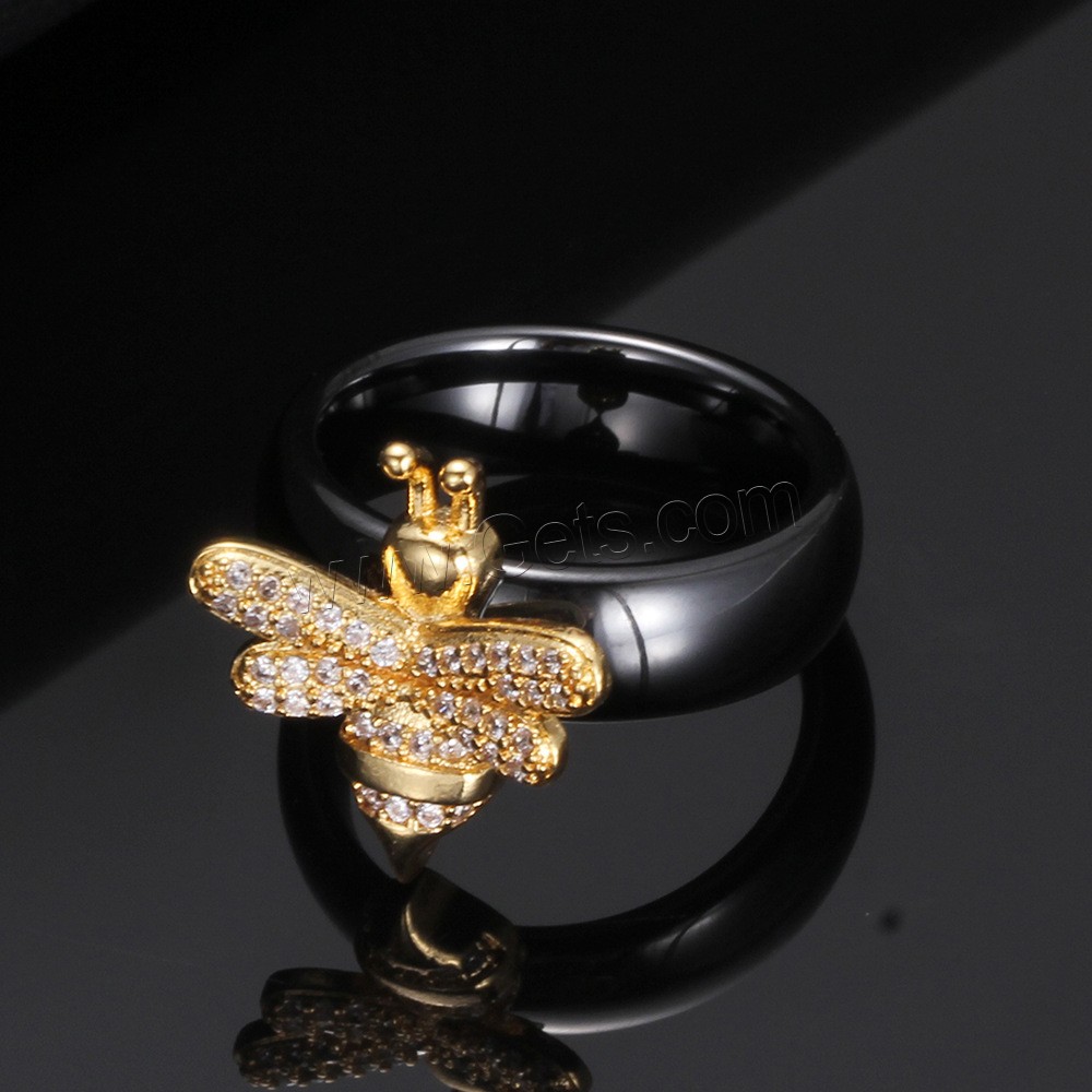 Porcelain Finger Ring, Bee, different size for choice & for woman & with rhinestone, more colors for choice, 17mm, Sold By PC
