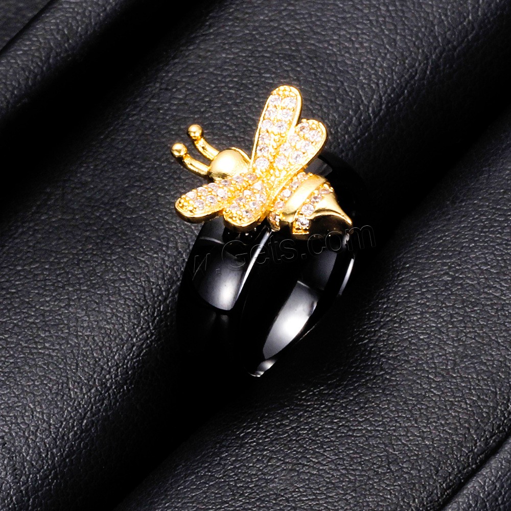 磁器 指輪, ハチ, 異なるサイズの選択 & 女性用 & ライン石のある, 無色, 17mm, 売り手 パソコン