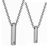 Stainless Steel Jewelry Necklace, Rectangle, Unisex & oval chain & with rhinestone Approx 15.75 Inch 