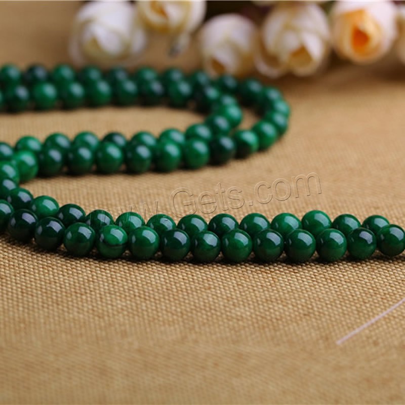 Kosmochlor+Jade Perle, rund, verschiedene Größen vorhanden, grün, Bohrung:ca. 1mm, verkauft von Strang