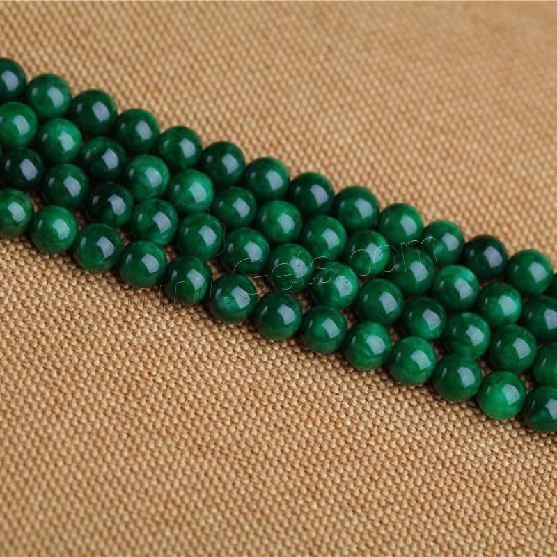 Kosmochlor+Jade Perle, rund, verschiedene Größen vorhanden, grün, Bohrung:ca. 1mm, verkauft von Strang
